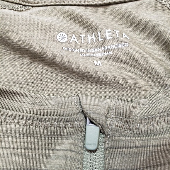 Athleta Top Womens Medium Green 1/4 Zip Long Sleeve - Picture 4 of 11